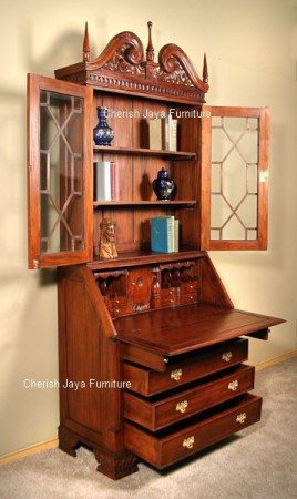Code: DBT 010-M Name: Bureau With Bookcase Size: W=100 x D=53 x H=238 cm Wood: Solid Mahogany wood.﻿